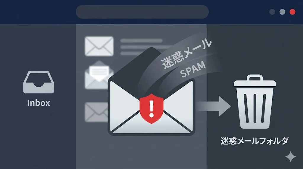 迷惑メールに振り分けられるイメージ図