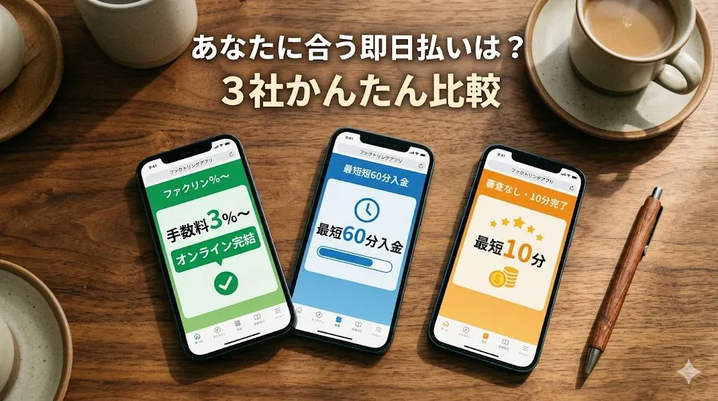 ファクタリング3社比較