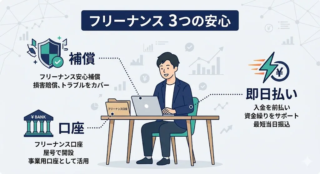 フリーナンスのサービス概要を表すイラスト